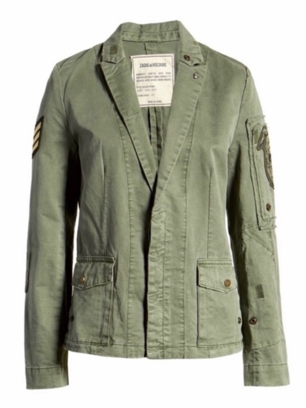 Zadig & Voltaire  Virginia Grunge 'Love Punk' Military Jacket M